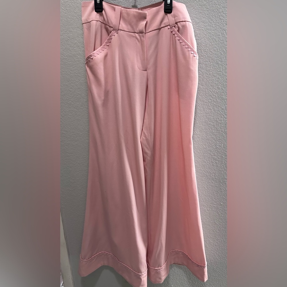 INGWA MELERO Light Pink Wide Leg Bell Bottom Wool Garbadine Trousers NWOT $350 - Picture 4 of 7